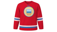 Load image into Gallery viewer, Malta Independence Day Original Hockey Jersey in Red, front view – custom name and number