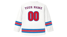 Load image into Gallery viewer, Malta Independence Day Original Hockey Jersey in White, back view with your name and number
