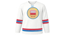 Load image into Gallery viewer, Malta Independence Day Original Hockey Jersey in White, front view – custom name and number