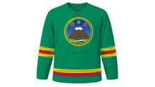 Load image into Gallery viewer, Mama Negra Festival Original Hockey Jersey in Emerald Green, front view – custom name and number