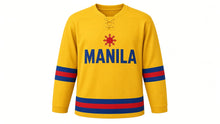 Load image into Gallery viewer, Manila Original Hockey Jersey in Yellow, front view – custom name and number
