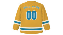 Load image into Gallery viewer, Maputo Original Hockey Jersey in Acacia Gold, back view with your name and number