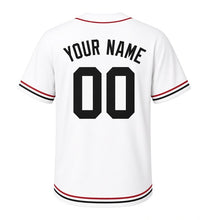 Load image into Gallery viewer, Marching Band Drum Milwaukee Baseball Jersey in Parade White, back view with your name and number – custom block name and number with chevron-stripe sleeves