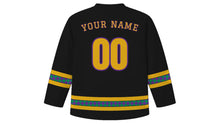 Load image into Gallery viewer, Mardi Gras Original Hockey Jersey in Black, back view with your name and number