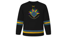 Load image into Gallery viewer, Mardi Gras Original Hockey Jersey in Black, front view – custom name and number