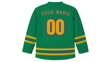 Load image into Gallery viewer, Mardi Gras Original Hockey Jersey in Green, back view with your name and number