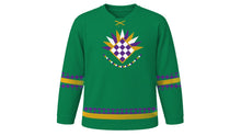 Load image into Gallery viewer, Mardi Gras Original Hockey Jersey in Green, front view – custom name and number