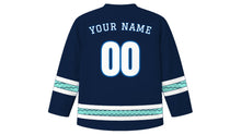 Load image into Gallery viewer, Marine Day Original Hockey Jersey in Navy, back view with your name and number