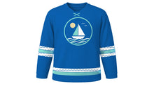 Load image into Gallery viewer, Marine Day Original Hockey Jersey in Ocean Blue, front view – custom name and number