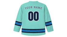 Load image into Gallery viewer, Marine Day Original Hockey Jersey in Seafoam, back view with your name and number