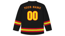 Load image into Gallery viewer, Mashramani Original Hockey Jersey in Black, back view with your name and number