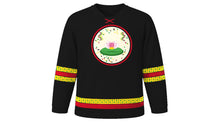 Load image into Gallery viewer, Mashramani Original Hockey Jersey in Black, front view – custom name and number