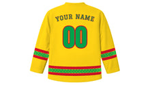 Load image into Gallery viewer, Mashramani Original Hockey Jersey in Gold, back view with your name and number