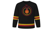 Load image into Gallery viewer, Mashujaa Day Original Hockey Jersey in Black, front view – custom name and number
