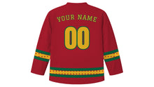 Load image into Gallery viewer, Mashujaa Day Original Hockey Jersey in Crimson, back view with your name and number