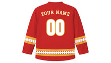 Load image into Gallery viewer, Maslenitsa Original Hockey Jersey in Folk Red, back view with your name and number