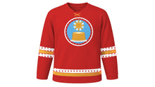 Load image into Gallery viewer, Maslenitsa Original Hockey Jersey in Folk Red, front view – custom name and number