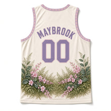 Load image into Gallery viewer, Massachusetts Mayflower Bloom Original Basketball Jersey in Birch Cream, back view with your name and number
