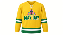 Load image into Gallery viewer, May Day Original Hockey Jersey in Yellow, front view – custom name and number