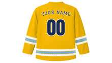 Load image into Gallery viewer, May Revolution Day Original Hockey Jersey in Sun Gold, back view with your name and number