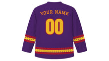 Load image into Gallery viewer, Mehregan Original Hockey Jersey in Deep Purple, back view with your name and number