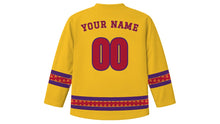 Load image into Gallery viewer, Mehregan Original Hockey Jersey in Golden Yellow, back view with your name and number