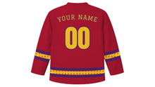 Load image into Gallery viewer, Mehregan Original Hockey Jersey in Pomegranate Red, back view with your name and number