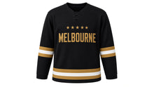 Load image into Gallery viewer, Melbourne Original Hockey Jersey in Black, front view – custom name and number