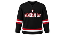 Load image into Gallery viewer, Memorial Day Original Hockey Jersey in Black, front view – custom name and number