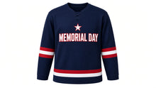 Load image into Gallery viewer, Memorial Day Original Hockey Jersey in Navy, front view – custom name and number