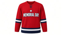 Load image into Gallery viewer, Memorial Day Original Hockey Jersey in Red, front view – custom name and number