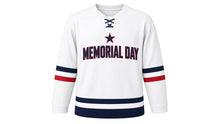 Load image into Gallery viewer, Memorial Day Original Hockey Jersey in White, front view – custom name and number