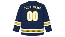 Load image into Gallery viewer, Meskel Original Hockey Jersey in Navy, back view with your name and number