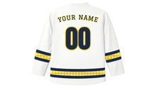Load image into Gallery viewer, Meskel Original Hockey Jersey in White, back view with your name and number