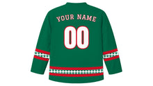 Load image into Gallery viewer, Mexican Constitution Day Original Hockey Jersey in Mexican Green, back view with your name and number