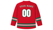 Load image into Gallery viewer, Mexican Constitution Day Original Hockey Jersey in Mexican Red, back view with your name and number