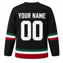 Load image into Gallery viewer, Mexican Independence Day Original Hockey Jersey in Black, back view with your name and number