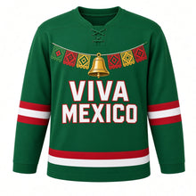 Load image into Gallery viewer, Mexican Independence Day Original Hockey Jersey in Green, front view – custom name and number
