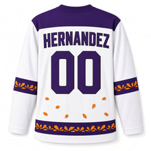 Load image into Gallery viewer, Mexico Marigold Calavera Original Hockey Jersey in Sugar White, back view with your name and number