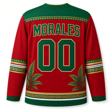 Load image into Gallery viewer, Mexico Quetzal Rainforest Original Hockey Jersey in Crimson, back view with your name and number