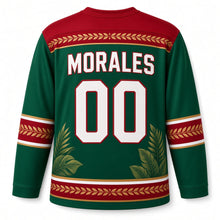 Load image into Gallery viewer, Mexico Quetzal Rainforest Original Hockey Jersey in Emerald, back view with your name and number