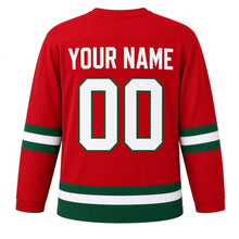 Load image into Gallery viewer, Mexican Independence Day Original Hockey Jersey in Red, back view with your name and number