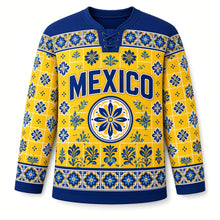 Load image into Gallery viewer, Mexico Talavera Tile Original Hockey Jersey in Sun Yellow, front view – custom name and number