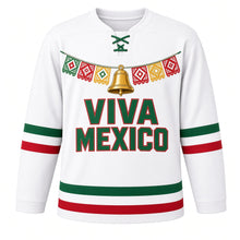 Load image into Gallery viewer, Mexican Independence Day Original Hockey Jersey in White, front view – custom name and number
