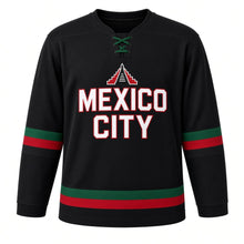 Load image into Gallery viewer, Mexico City Original Hockey Jersey in Black, front view – custom name and number