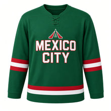 Load image into Gallery viewer, Mexico City Original Hockey Jersey in Green, front view – custom name and number