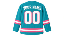Load image into Gallery viewer, Miami Original Hockey Jersey in Teal, back view with your name and number