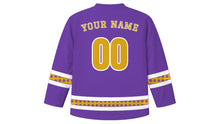 Load image into Gallery viewer, Michaelmas Original Hockey Jersey in Aster Purple, back view with your name and number