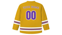 Load image into Gallery viewer, Michaelmas Original Hockey Jersey in Gold, back view with your name and number