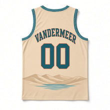 Load image into Gallery viewer, Michigan Lakeshore Dunes Original Basketball Jersey in Dune Sand, back view with your name and number